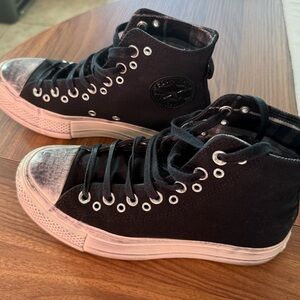 Converse Black High-Top Canvas Sneakers with White Rubber Toe